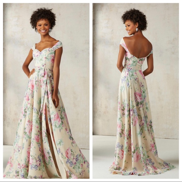 Mori Lee Dresses & Skirts - Morilee Floral Print Chiffon A-Line Gown